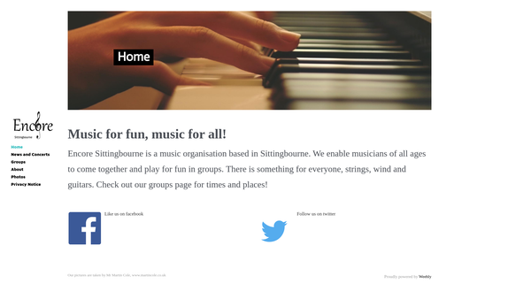 Screenshot of the Encore Sittingbourne website