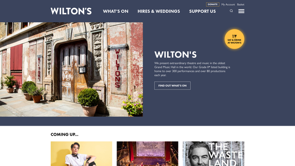 Screenshot of the Wiltons Music Hall website