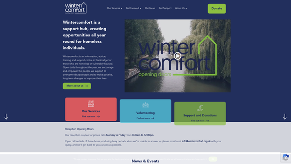 Screenshot of the Wintercomfort For The Homeless website