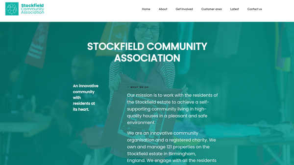 Screenshot of the Stockfield Community Association website