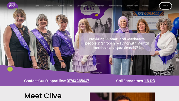 Screenshot of the Shropshire Mental Health Support website