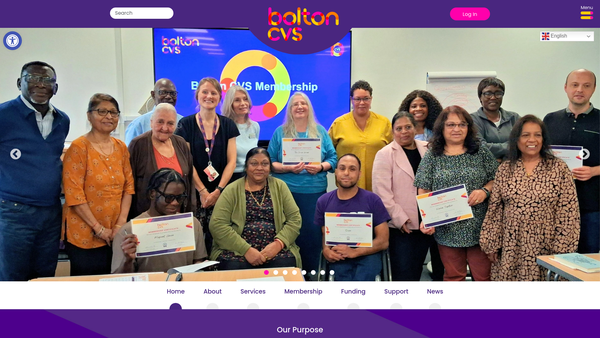 Screenshot of the Bolton Community And Voluntary Services website
