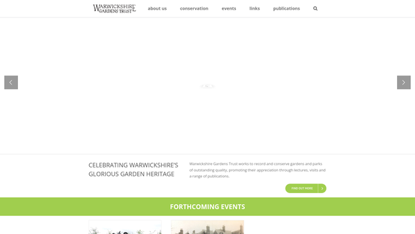 Screenshot of the Warwickshire Gardens Trust website