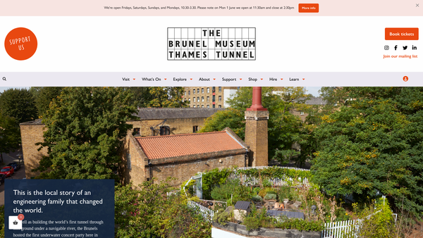 Screenshot of the The Brunel Museum website