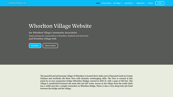 Screenshot of the Whorlton Village Community Association website