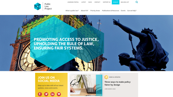 Screenshot of the The Public Law Project website