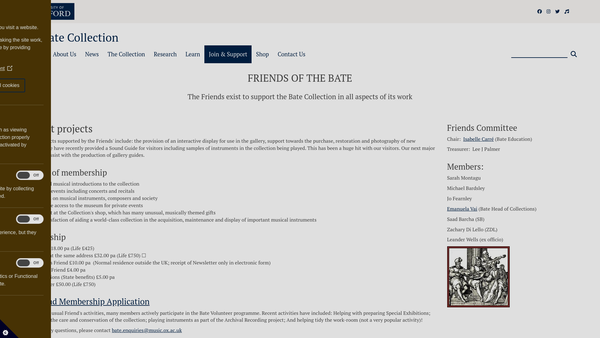 Screenshot of the The Friends Of The Bate Collection Of Musical Instruments website