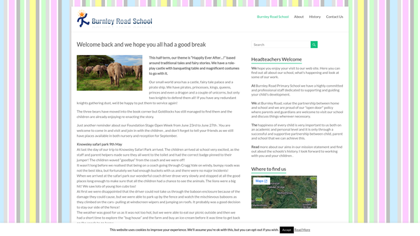 Screenshot of the Burnley Road Academy Parents, Teachers And Friends Association website