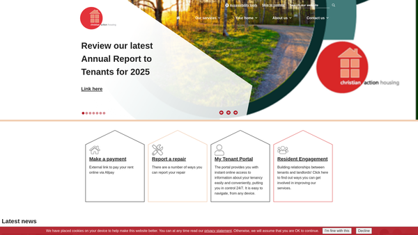 Screenshot of the Christian Action Housing Association Trust website