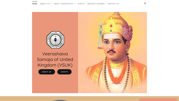 Screenshot of the Veerashaiva Samaja Of United Kingdom website