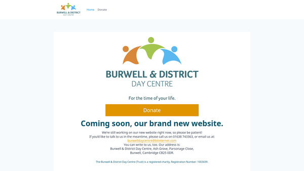 Screenshot of the Burwell And District Day Centre Trust website