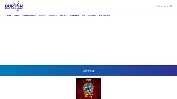 Screenshot of the The Burton Musical Theatre Company website