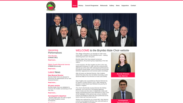 Screenshot of the Brymbo Male Choir website