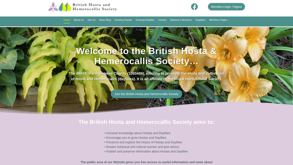 Screenshot of the British Hosta And Hemerocallis Society website