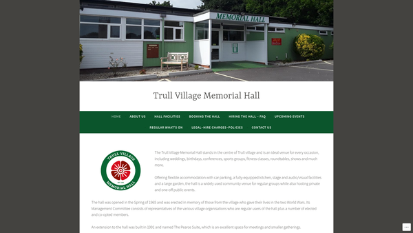 Screenshot of the Trull Village Memorial Hall website