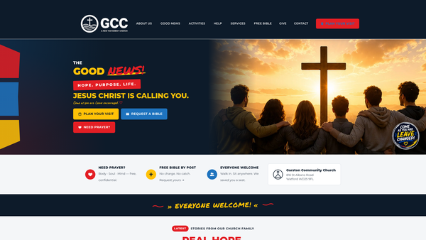Screenshot of the West Herts Community Church website