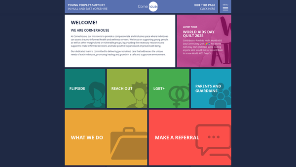 Screenshot of the Cornerhouse (Yorkshire) website