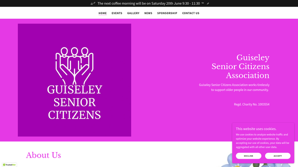 Screenshot of the Guiseley Senior Citizens Association website