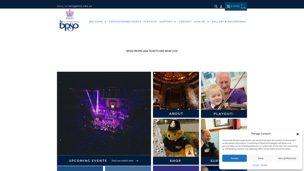 Screenshot of the British Police Symphony Orchestra website