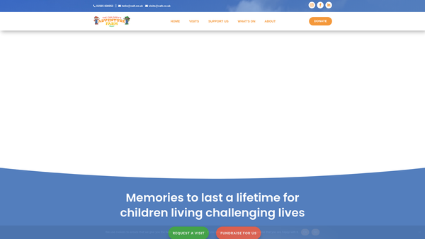 Screenshot of the The Children's Adventure Farm Trust Ltd website