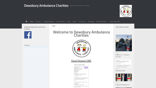 Screenshot of the Dewsbury Ambulance Charities Association website