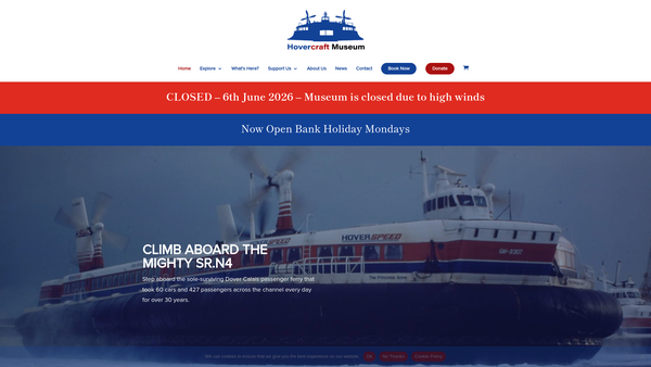 Screenshot of the The Hovercraft Museum Trust website