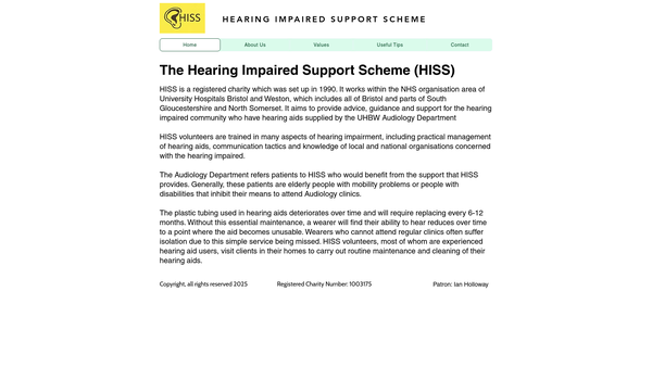 Screenshot of the Hearing Impaired Support Scheme website