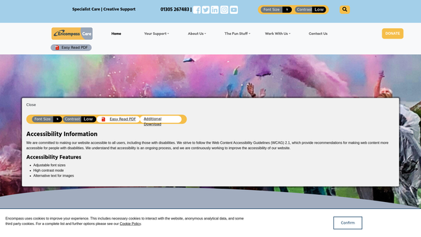 Screenshot of the Encompass Care Organisation UK website