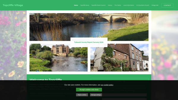 Screenshot of the Topcliffe And Asenby Village Hall website