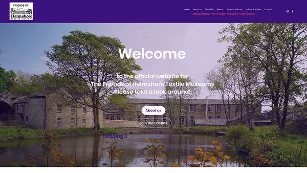 Screenshot of the Friends Of Helmshore Textile Museums website