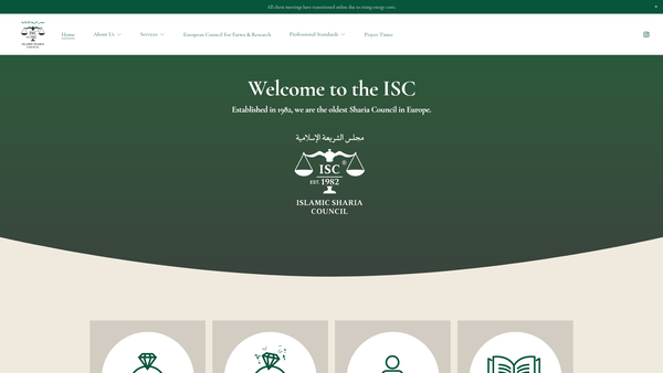 Screenshot of the Islamic Sharia Council Of Great Britain And Northern Ireland website
