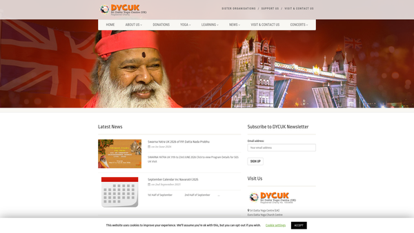 Screenshot of the Sri Datta Yoga Centre (UK) website