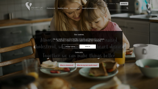 Screenshot of the Hyperlipidaemia Education & Atherosclerosis Research Trust UK website