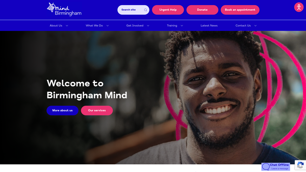Screenshot of the Birmingham Association For Mental Health website