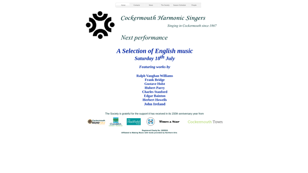 Screenshot of the Cockermouth Harmonic Society website