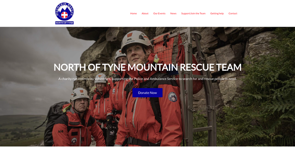 Screenshot of the North Of Tyne Mountain Rescue Team website