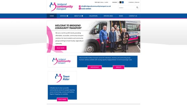 Screenshot of the Bridgend Community Transport Ltd website