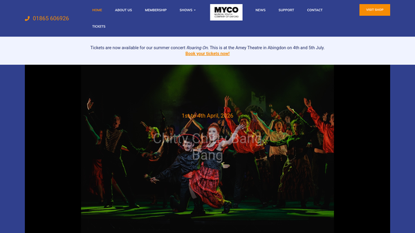 Screenshot of the The Musical Youth Company Of Oxford website