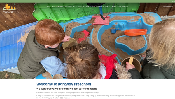 Screenshot of the Barkway Preschool website