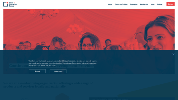 Screenshot of the Skills and Education Group website