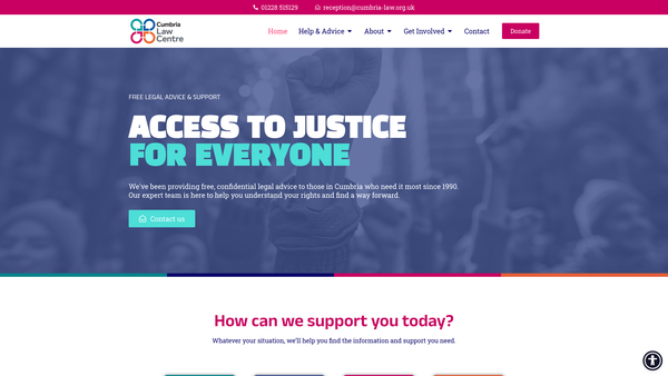 Screenshot of the Cumbria Law Centre website