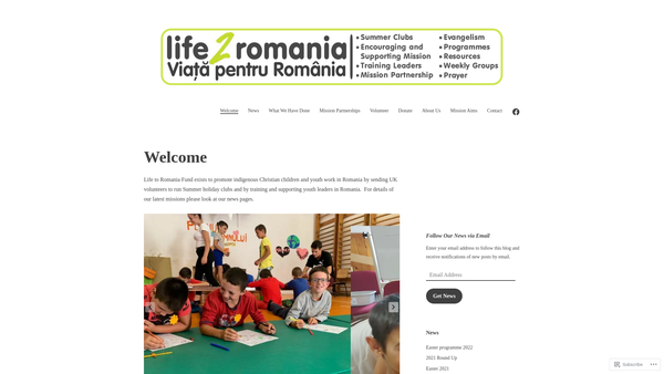 Screenshot of the Life To Romania Fund website