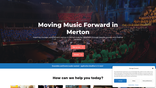 Screenshot of the Merton Music Foundation website