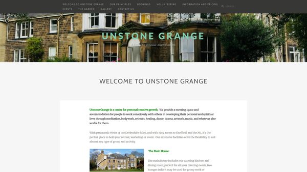 Screenshot of the Unstone Grange Trust website