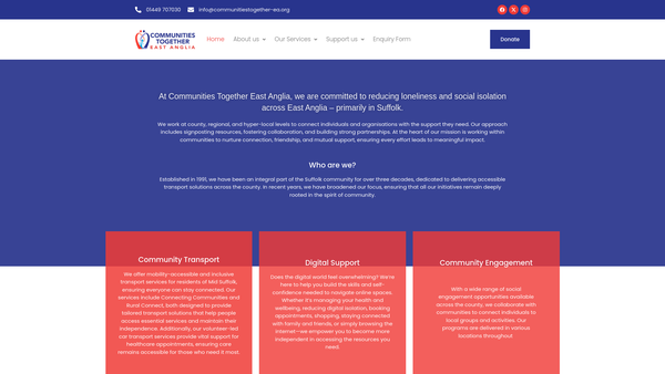 Screenshot of the Communities Together East Anglia website