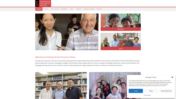Screenshot of the Friends Of The Church In China website