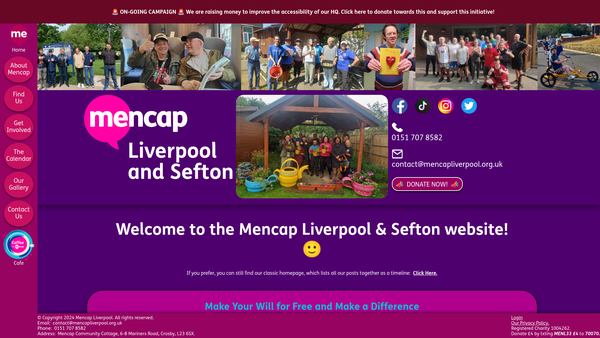 Screenshot of the Mencap Liverpool website