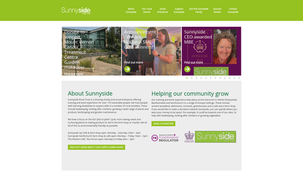 Screenshot of the Sunnyside Rural Trust Limited website