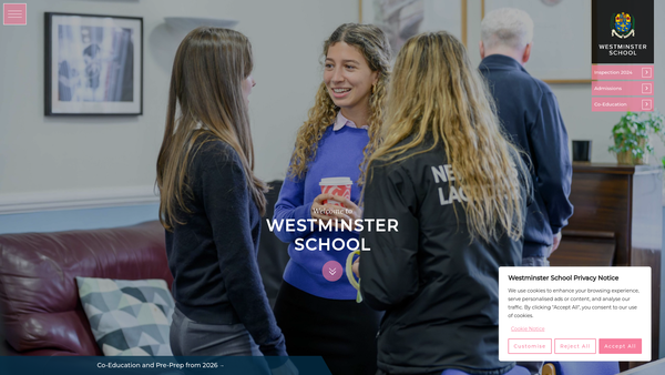 Screenshot of the Westminster School Scholarship And Bursary Fund website