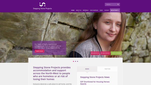 Screenshot of the Stepping Stone Projects website